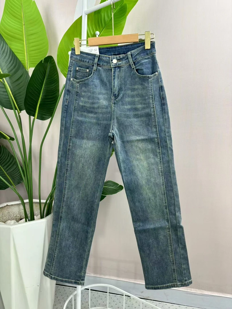 0603直筒百搭弹力时尚拖地裤