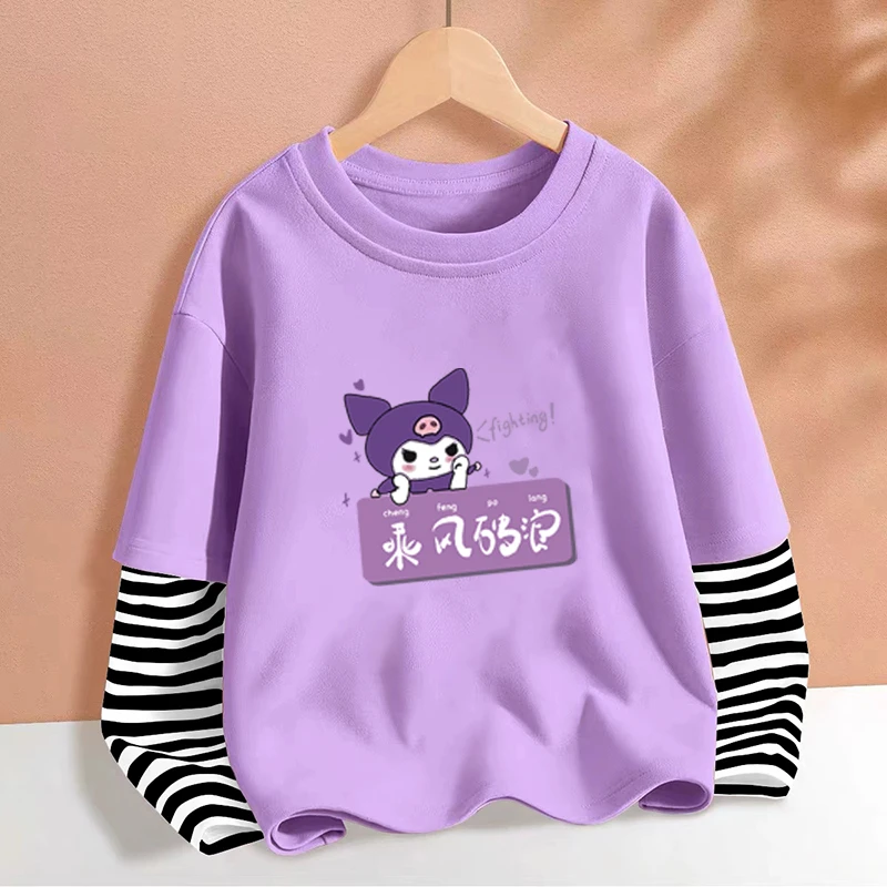 女童t恤秋装长袖2025新款春秋儿童宝宝洋气假两件秋季中大童上衣