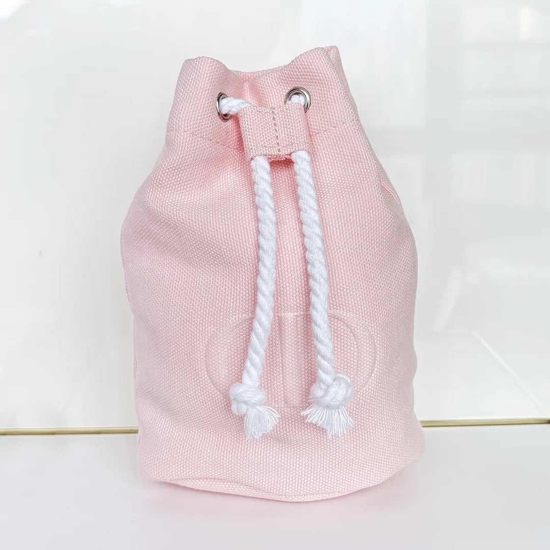 迪奥嫩粉色帆布抽绳化妆包