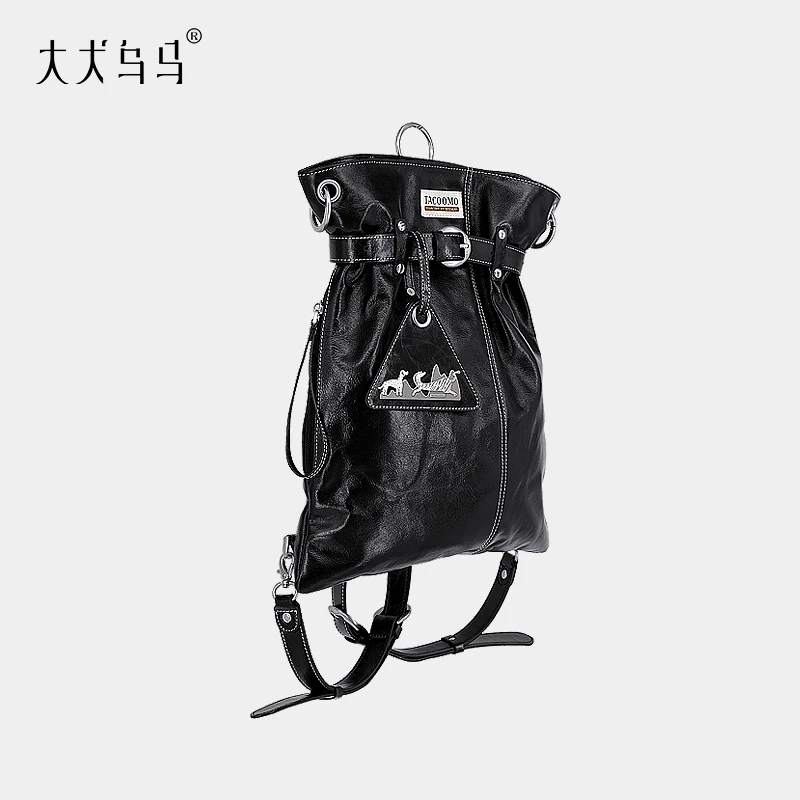 大犬乌马·渔夫包2024新款原创设计单肩斜挎包头层牛皮质感双肩包