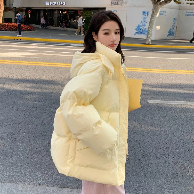 雪中飞羽绒服新款面包服羽绒袄加厚羽绒衣连帽外套学院风冬装韩羽