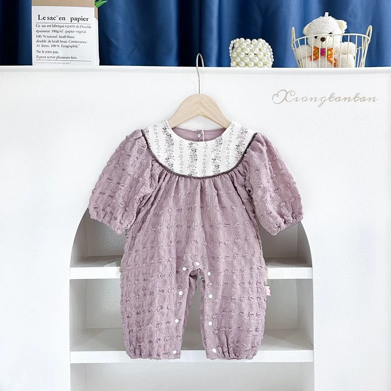 2024春季婴儿连体衣女宝宝碎花爬爬服洋气甜美哈衣新生儿春秋衣服