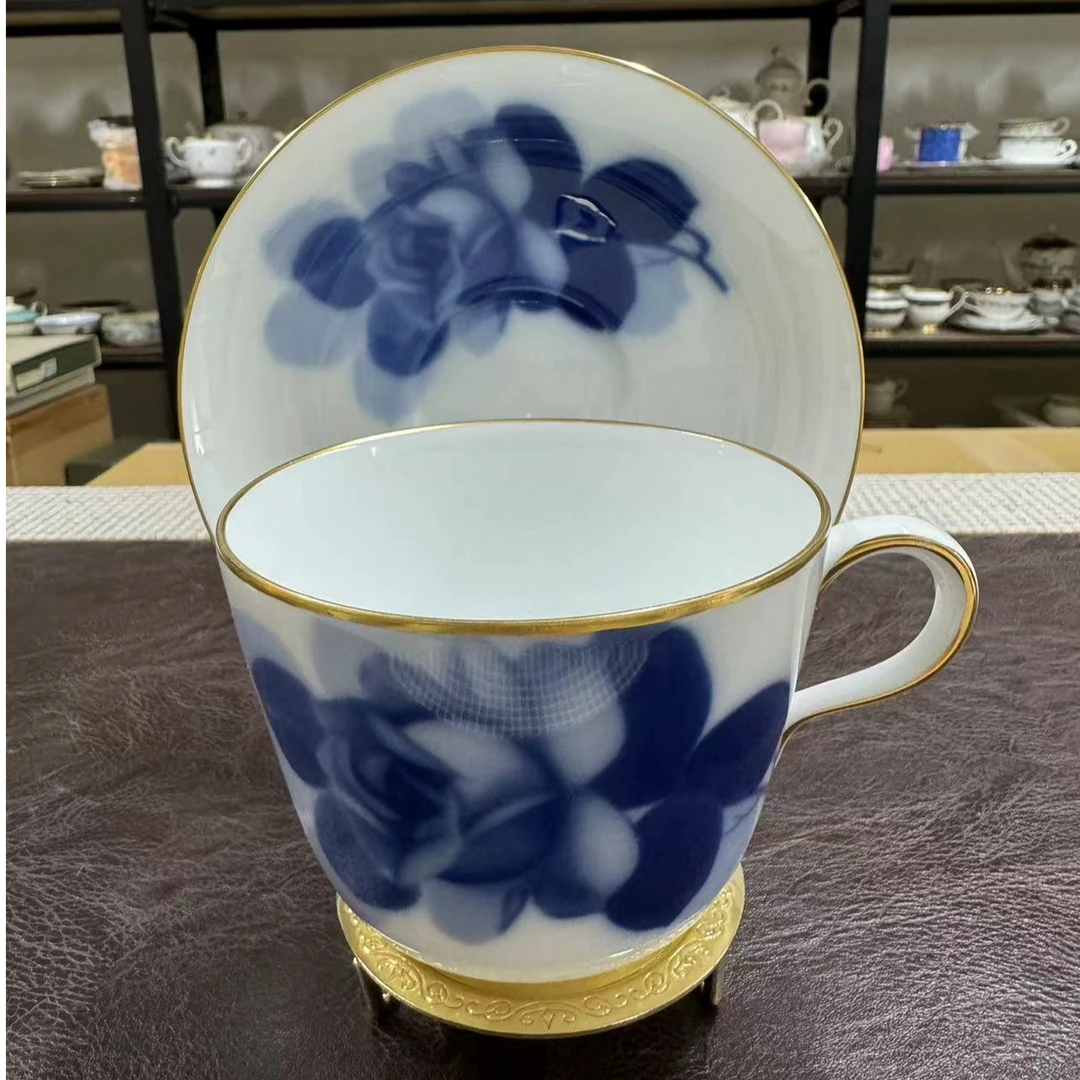 介里舶来品日瓷杯碟大仓陶园Blue Rose冈染玫瑰早餐杯295cc