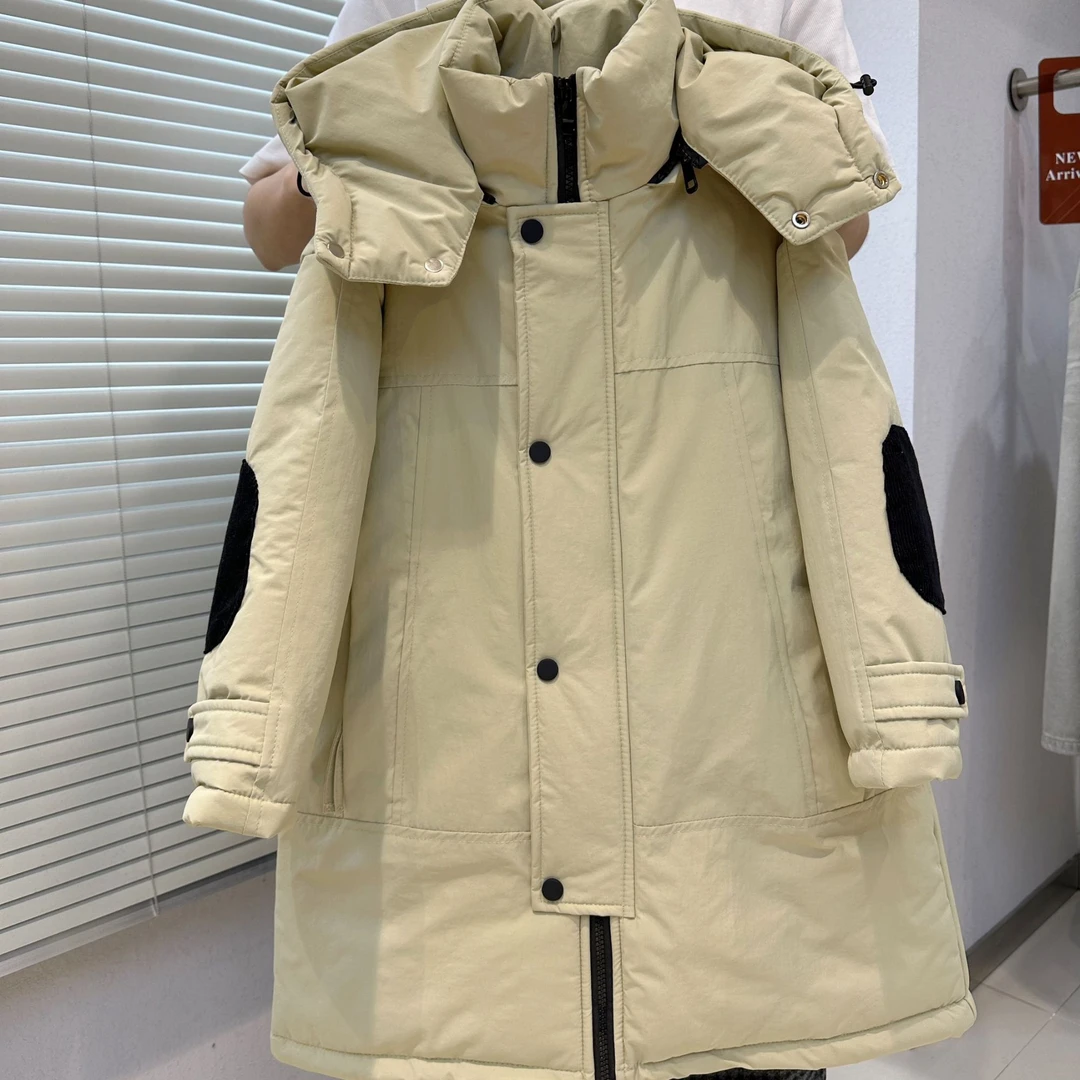 儿童冬装韩范棉衣舒适洋气百搭中大童长款连帽棉服    24821