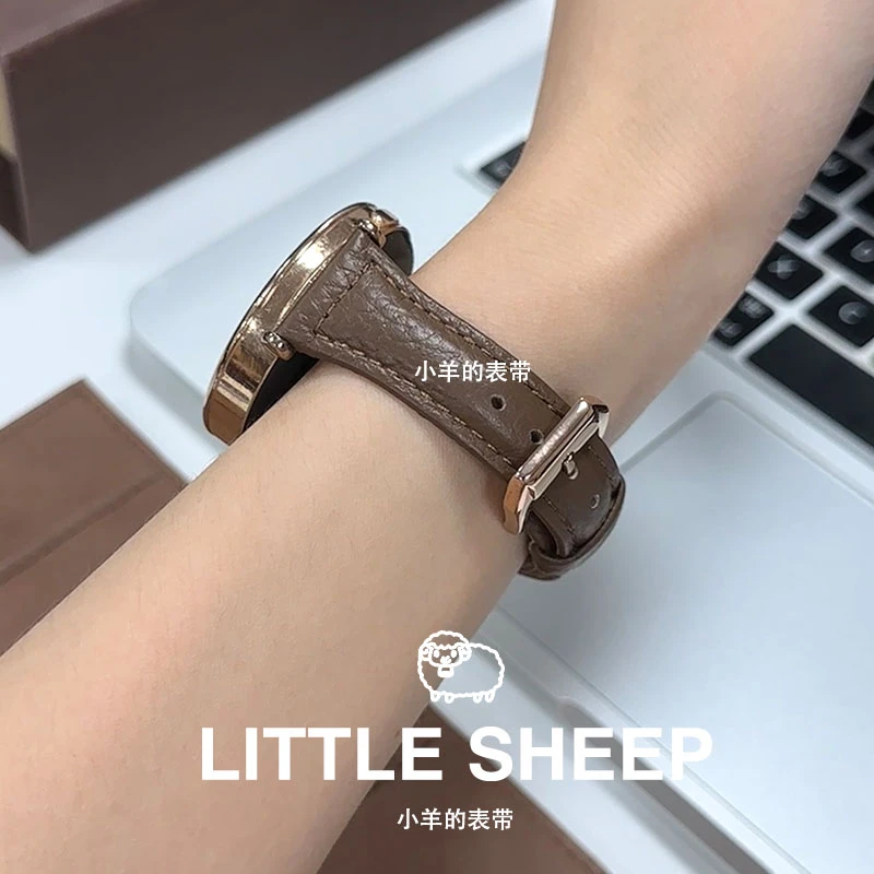 适用华为gt5手表表带gt4真皮女款watch4pro荔枝纹gt2荣耀magic2新