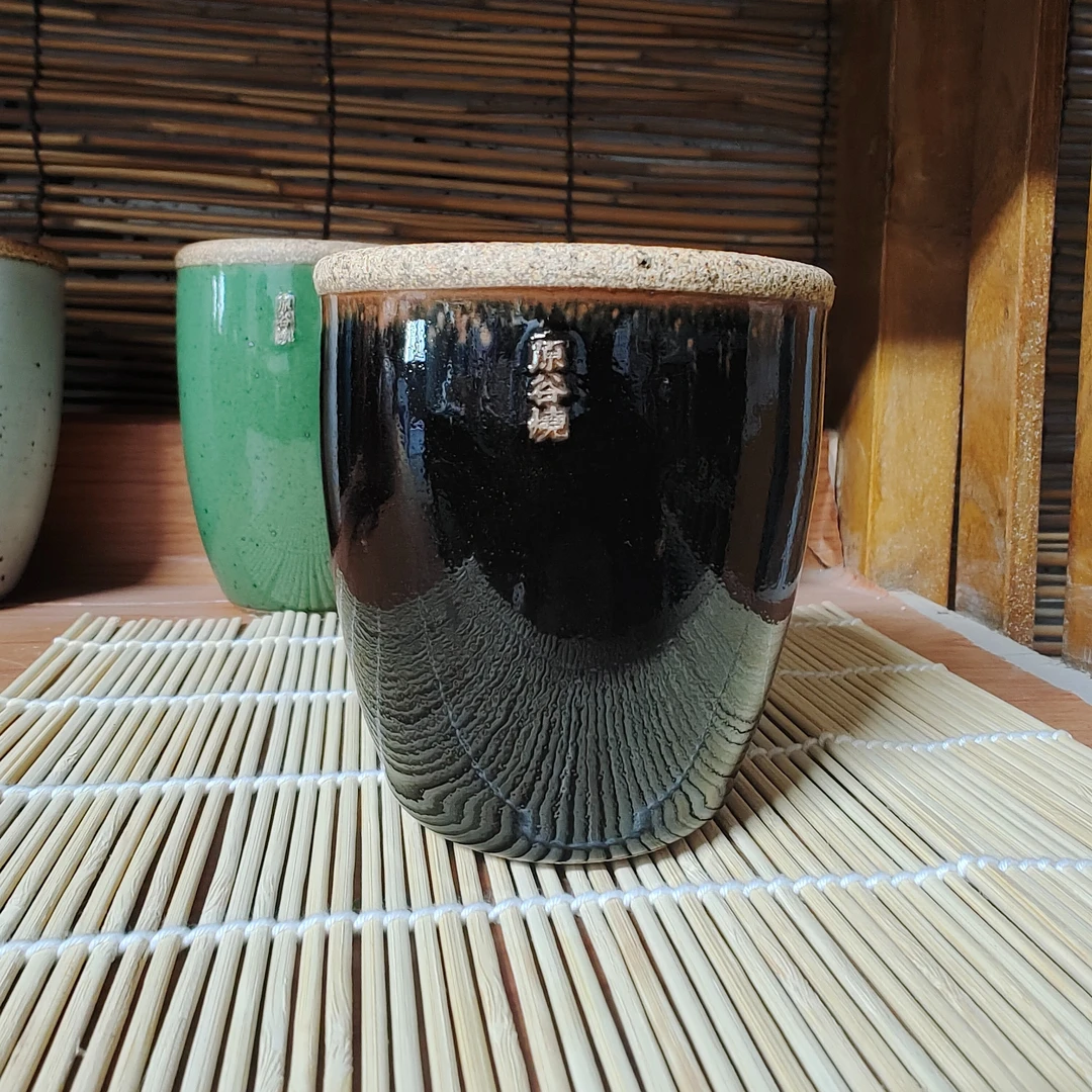 原谷烧定窑高温粗瓷古朴怀旧水缸杯主人杯240ml左右
