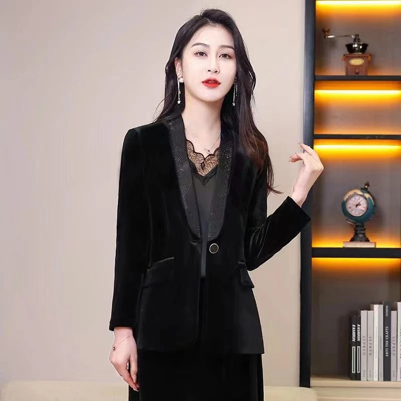 春秋款外套西装上衣长袖 黑色百搭休闲显瘦气质时尚洋气春季西服