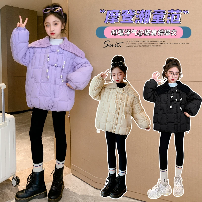 女童棉服2023冬季新款网红时髦女孩加厚保暖盘扣棉衣T3562729189