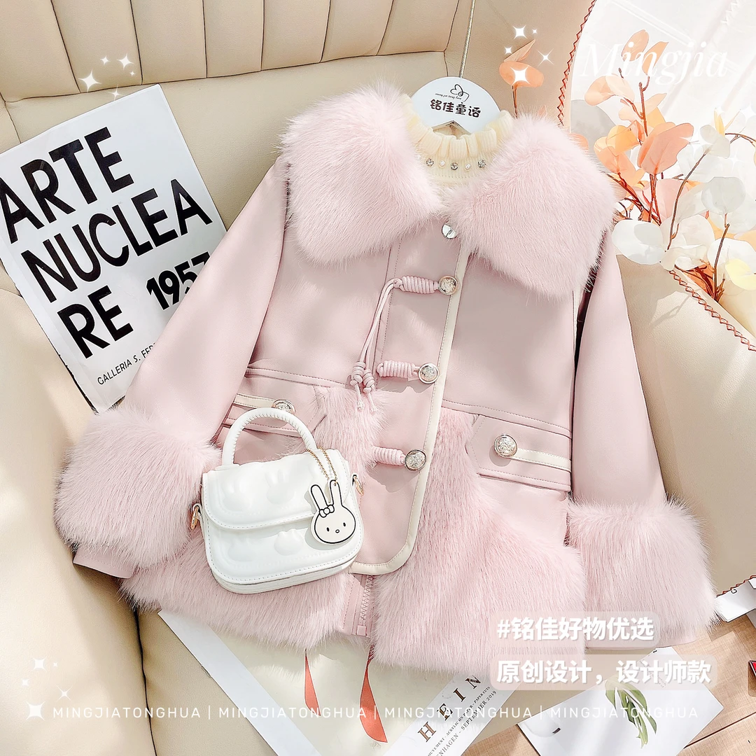 【铭佳童话】女童2023新款时尚大毛领加绒加厚皮派克T3530007008