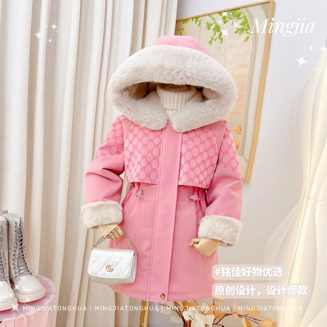 女童外套冬季2022新款冬装小女孩洋气加绒加厚派克服T2530007011