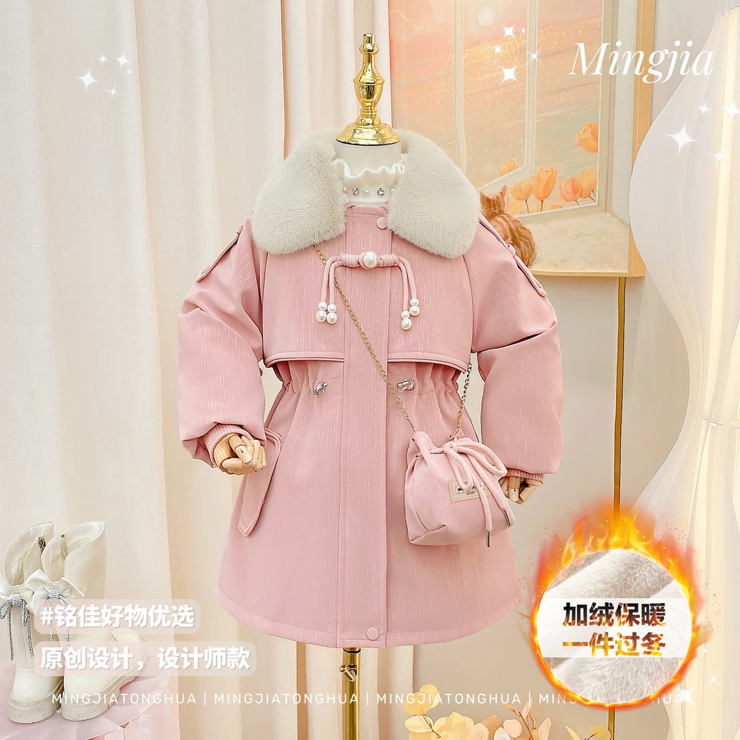 女童派克服2025冬季加绒加厚收腰显瘦毛领皮派克外套T3530007093