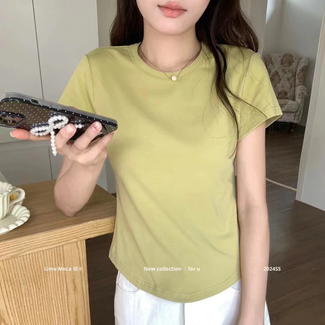 【女人专庭】纯色简约短袖正肩显瘦时尚百搭YB-LM230