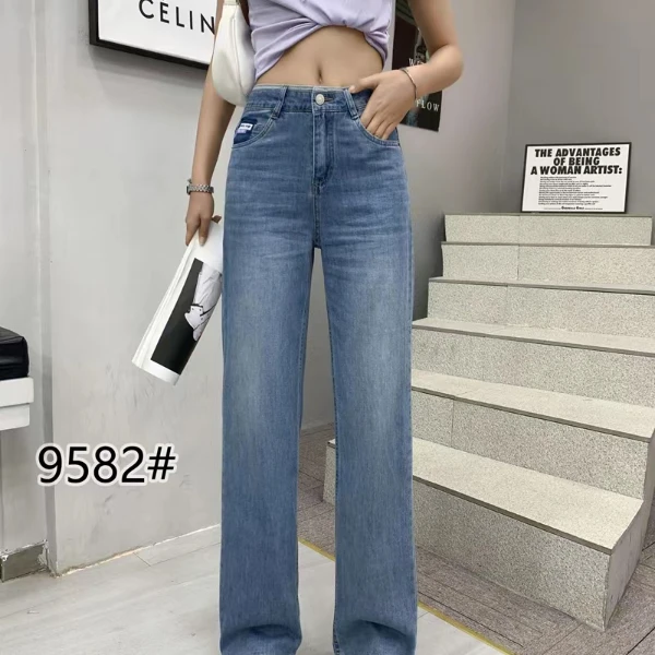 【女人专庭】春夏款牛仔阔腿裤裤时尚宽松休闲YB-9582显瘦