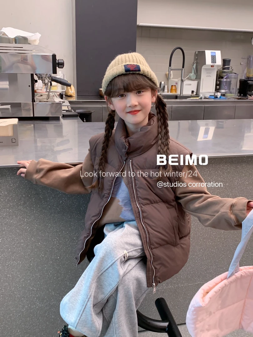 羽绒马甲童装白鸭绒男童女童网红短款时尚休闲百搭宽松秋冬立领