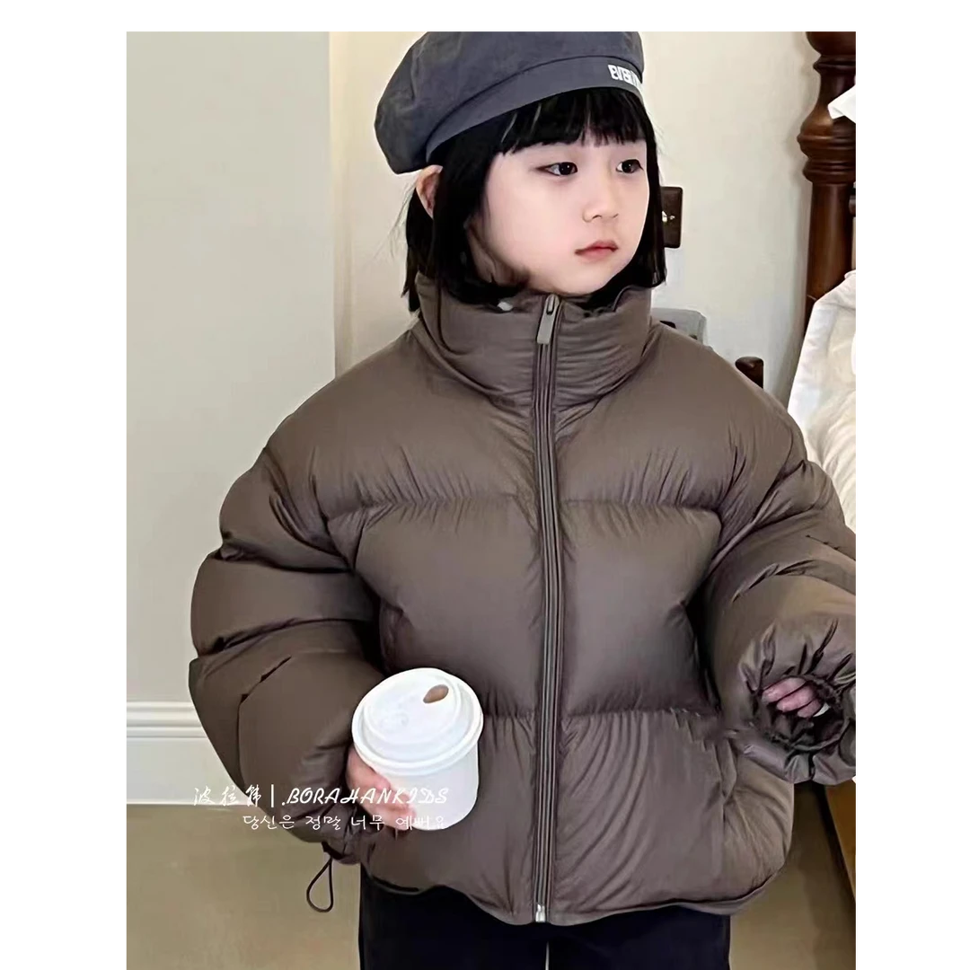白鸭绒泡芙童装羽绒服女童立领加厚保暖洋气时尚秋冬连帽宽松冬季