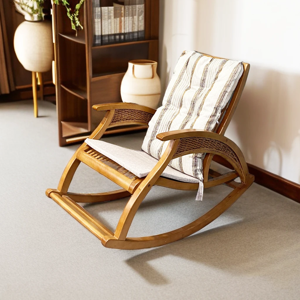 真藤摇椅进口印尼藤条手工藤编躺椅阳台家用客厅午睡椅椅单人藤椅