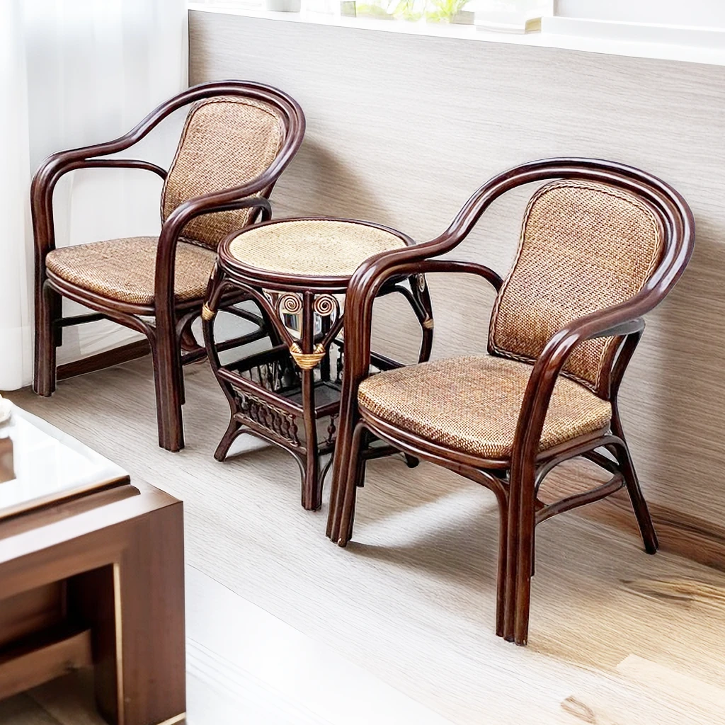 扶手阳台客厅藤椅子靠背藤编转椅休闲单人家用