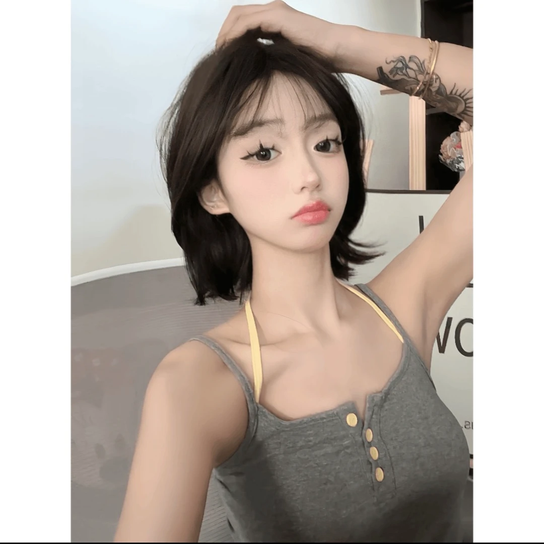 千朵韩系短发假发时尚减龄空气刘海外翻短发假发女款全头套