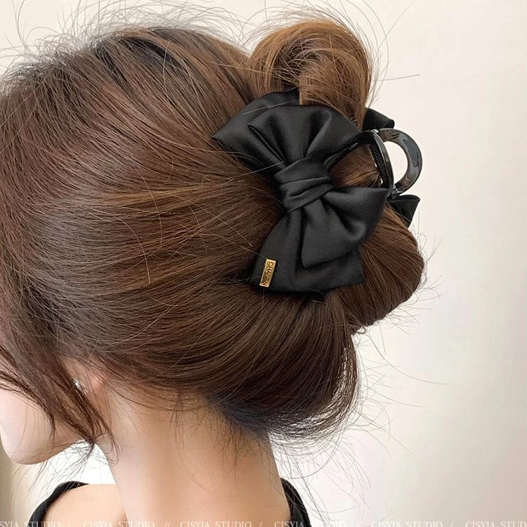 昭蝴蝶结抓夹女发量少半扎发夹新款鲨鱼夹小号中号夏天发饰夹子