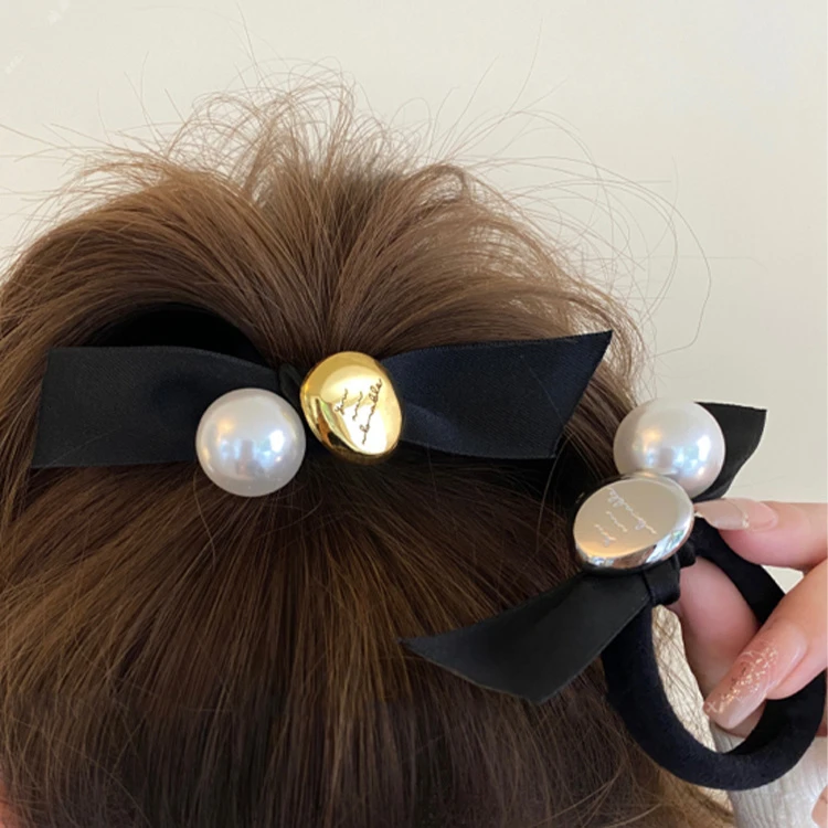 合金发饰品屿西优雅复古黑色高弹力发圈头绳高端气质