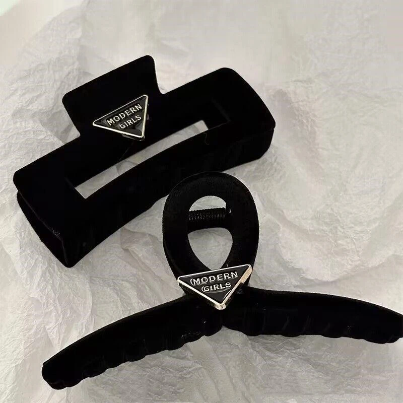 法式复古丝绒抓夹三角发抓百搭气质后脑勺发夹子小香风发夹网红