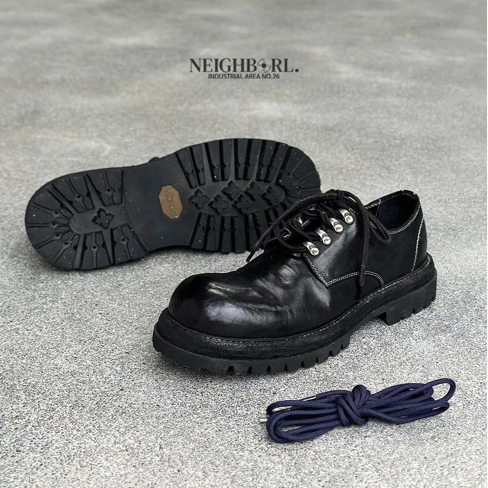 【野马】NEIGBORL钊叔制小众男士圆头厚底增高休闲皮鞋
