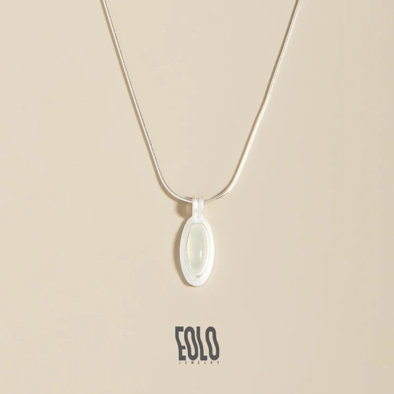 EOLO 坠链均925银 朦胧系列 猫眼石项链 女纯银设计感简约气质