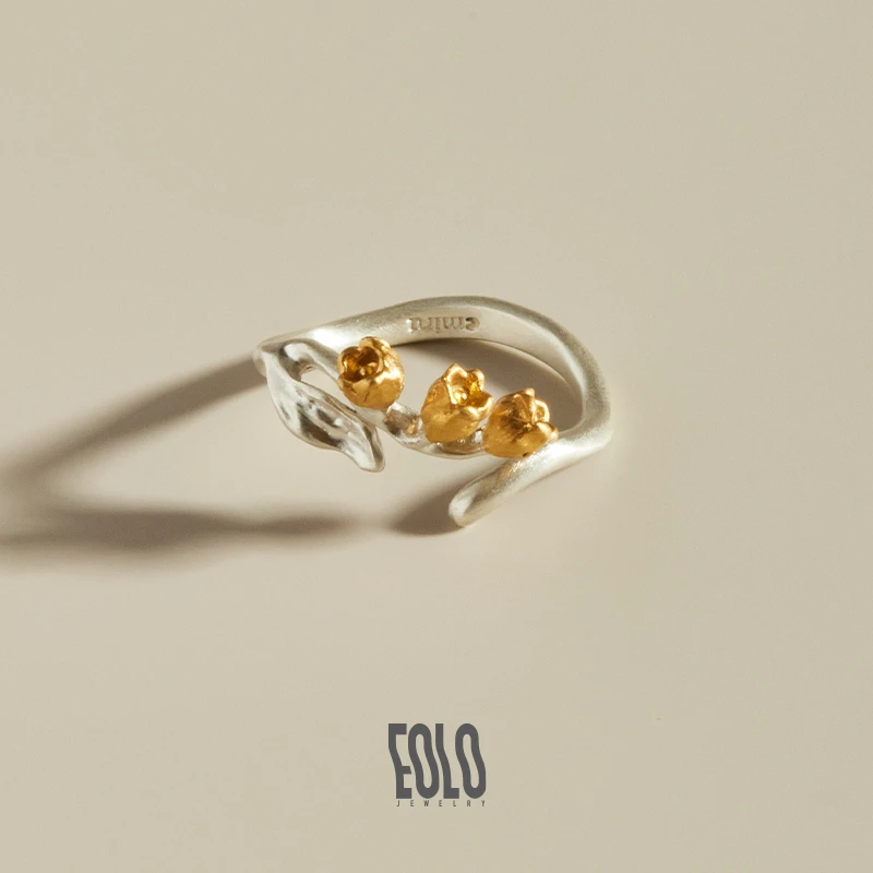EOLO 925银戒指 铃兰戒指 女纯银小众银饰独特百搭气质