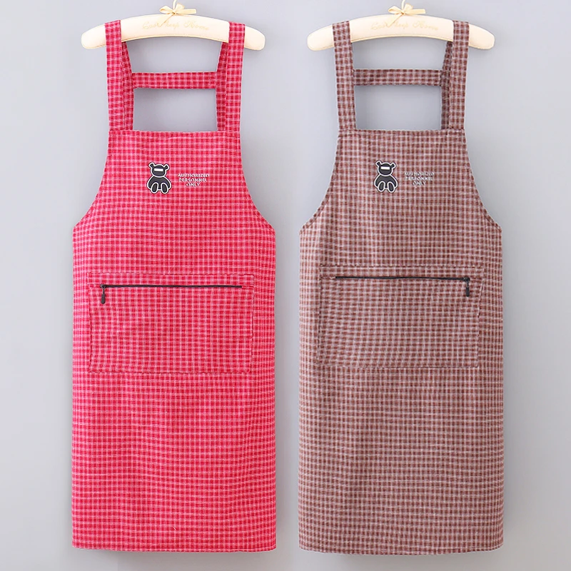 纯棉围裙厨房专用家务防油污耐磨围腰男女加长加大上班棉布工作服