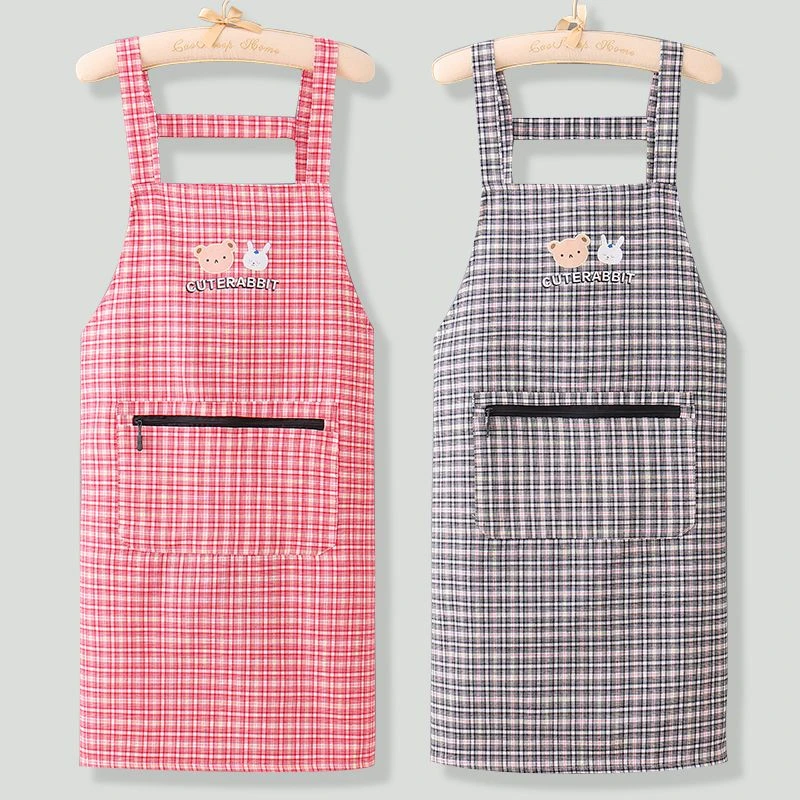 纯棉围裙厨房专用女家用做饭防污围腰防油干活棉布罩衣上班工作服