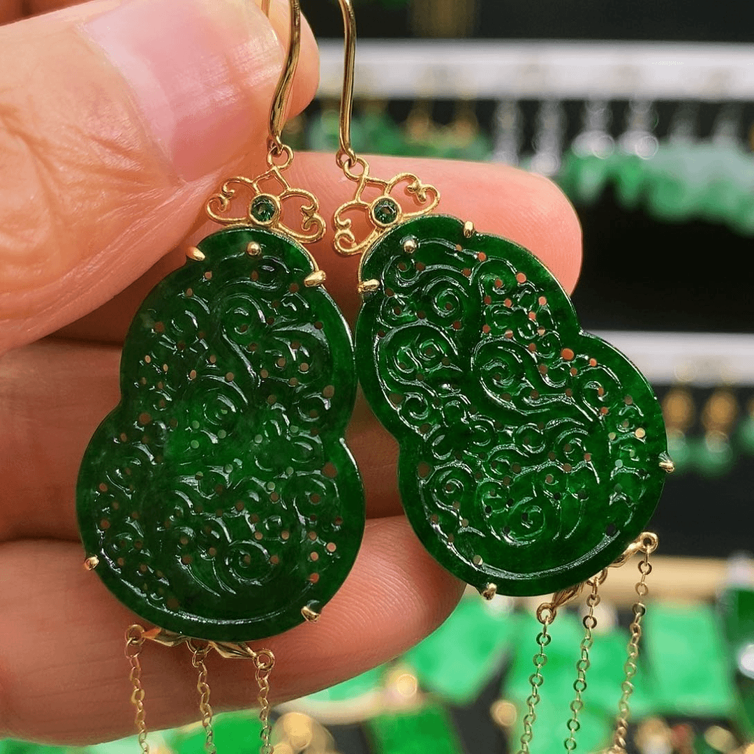 【闪购商品】翡翠吊坠(不含链)18K金镶嵌耳坠