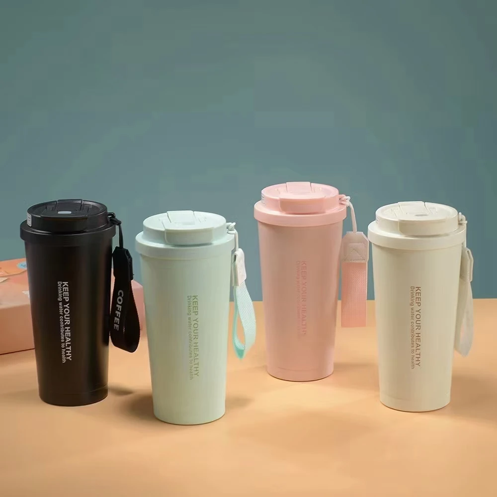 康林新款咖啡杯500毫升容量吸管杯学生保温杯