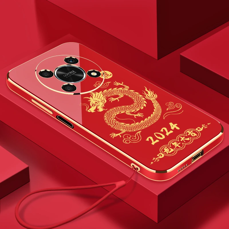 2024龙年大吉荣耀X40GT手机壳全包硅胶防摔电镀软壳【送挂绳】
