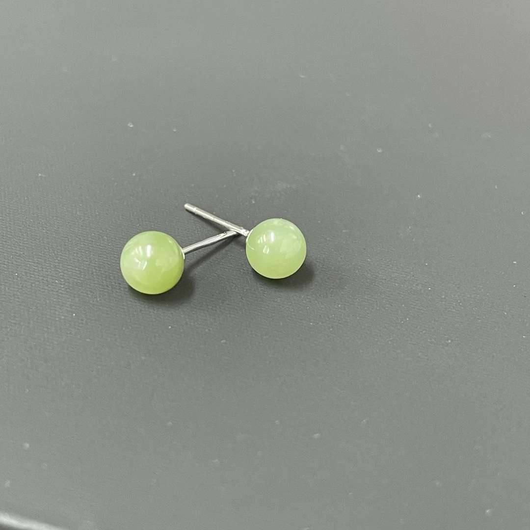 [44]和田玉碧玉精美耳钉多样性发其一