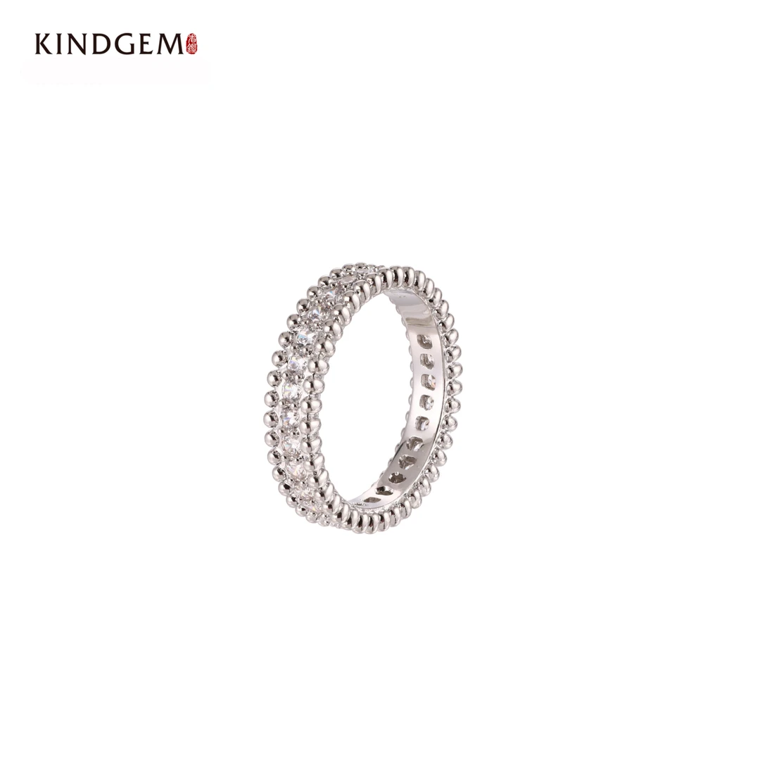 铜合金锆石戒指 银色大气优雅时尚闭口气质镶嵌戒指 C-29937