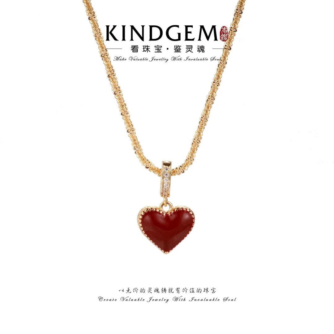 铜合金项链 【M·D】英·红色双面爱心项链（45cm） C-30606
