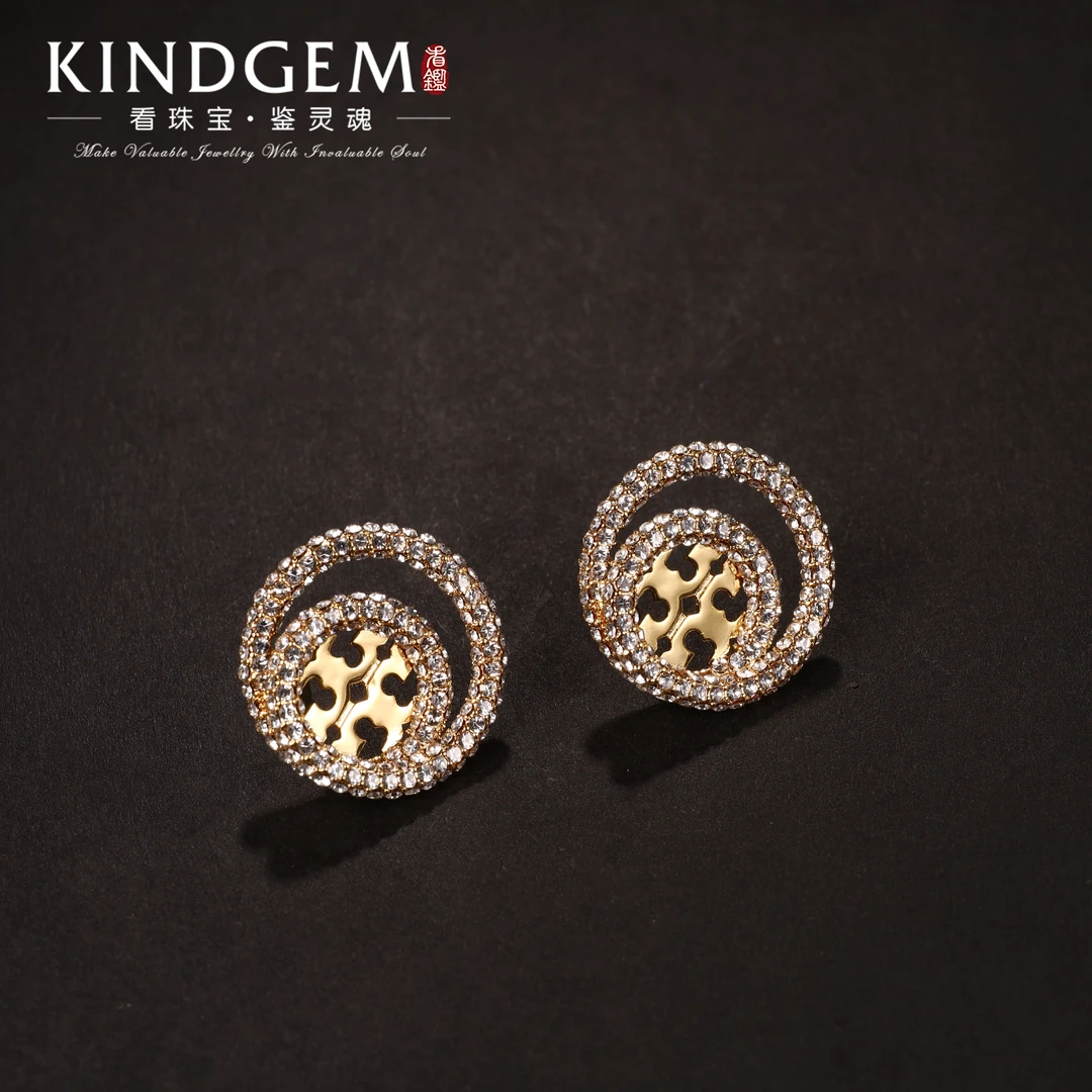 铜合金锆石耳饰 经典圆形百搭气质轻奢时尚镶嵌耳环饰品 C-29598