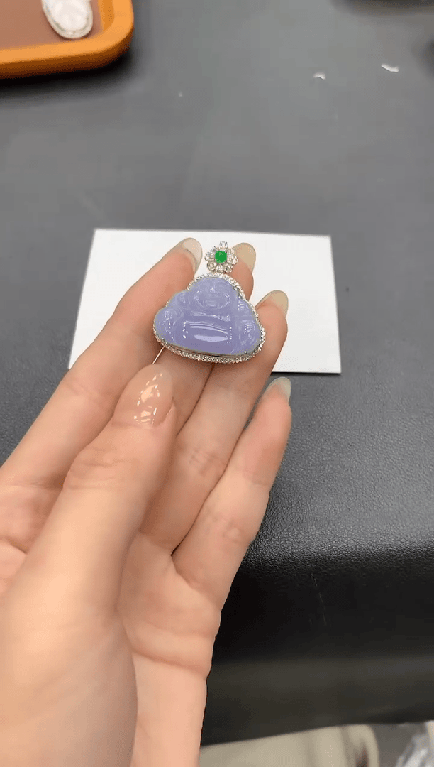 【闪购商品】翡翠颈饰18K金镶嵌佛公