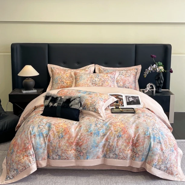 四季款～100%纯棉长绒棉四件套数码印花柔软细腻裸睡亲肤床单被套