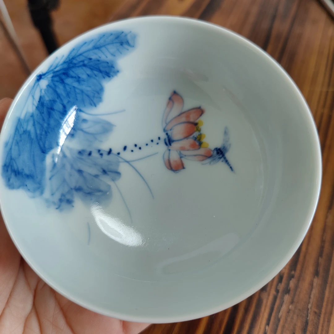 手工茶杯陶瓷主人杯手绘普洱杯茶具釉下彩