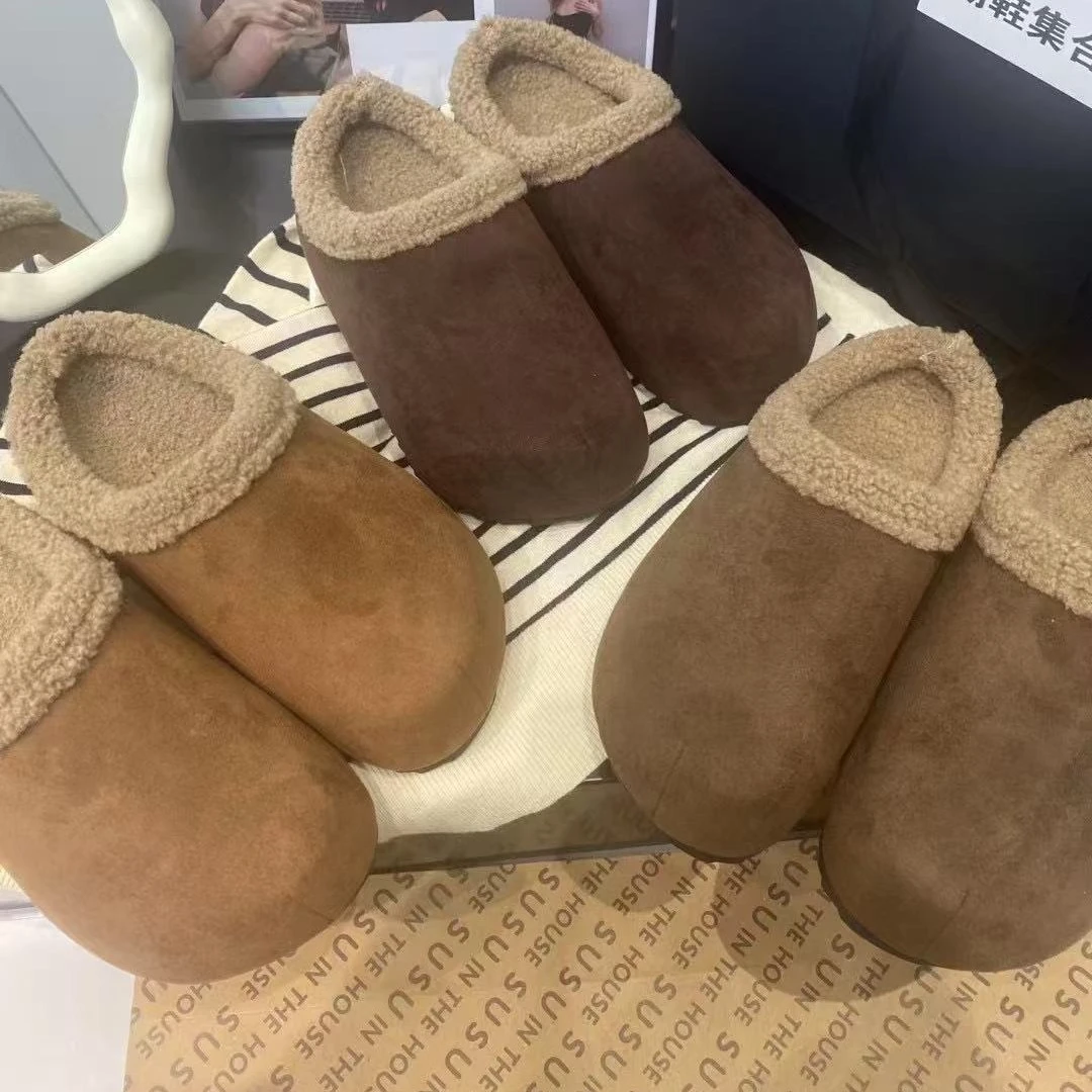 网红超火厚底女外穿冬季新款加绒保暖勃肯包头拖鞋5179