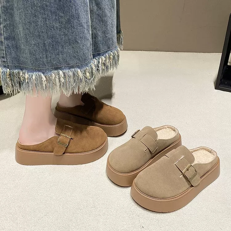 厚底勃肯女外穿新款秋冬季一脚蹬懒人包头拖鞋988-1