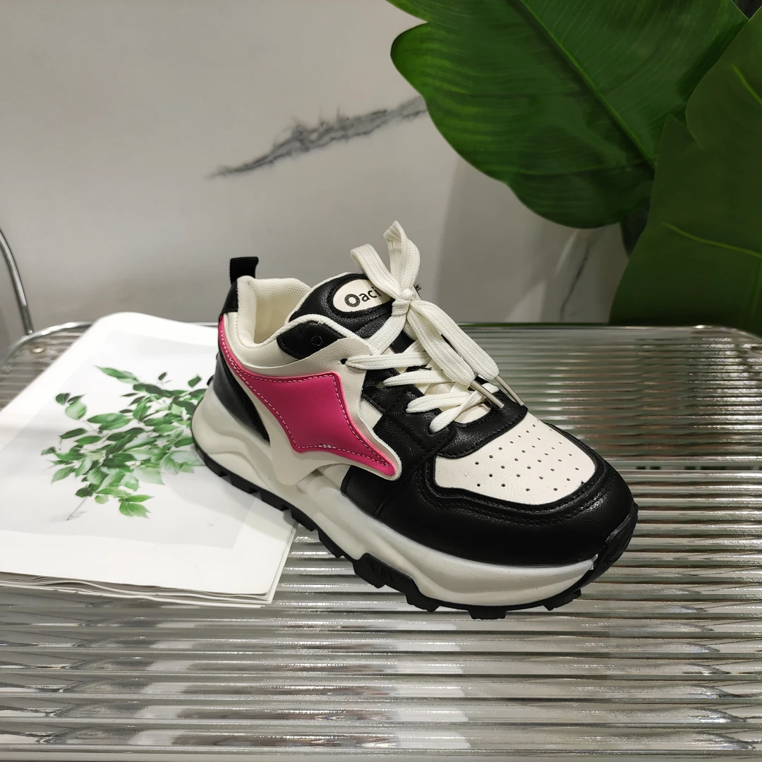 秋冬季英伦风系带新款增高女厚底拼色休闲板鞋A-1