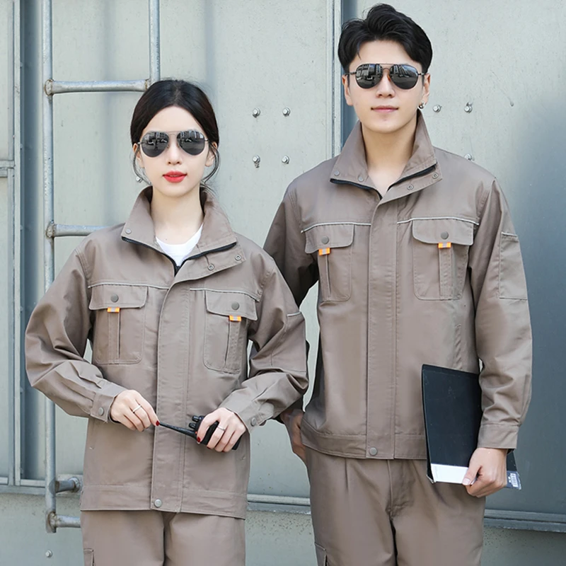 邯兴立领纯棉工装加厚工作服电工焊工耐磨防烫透气劳保服汽修厂服