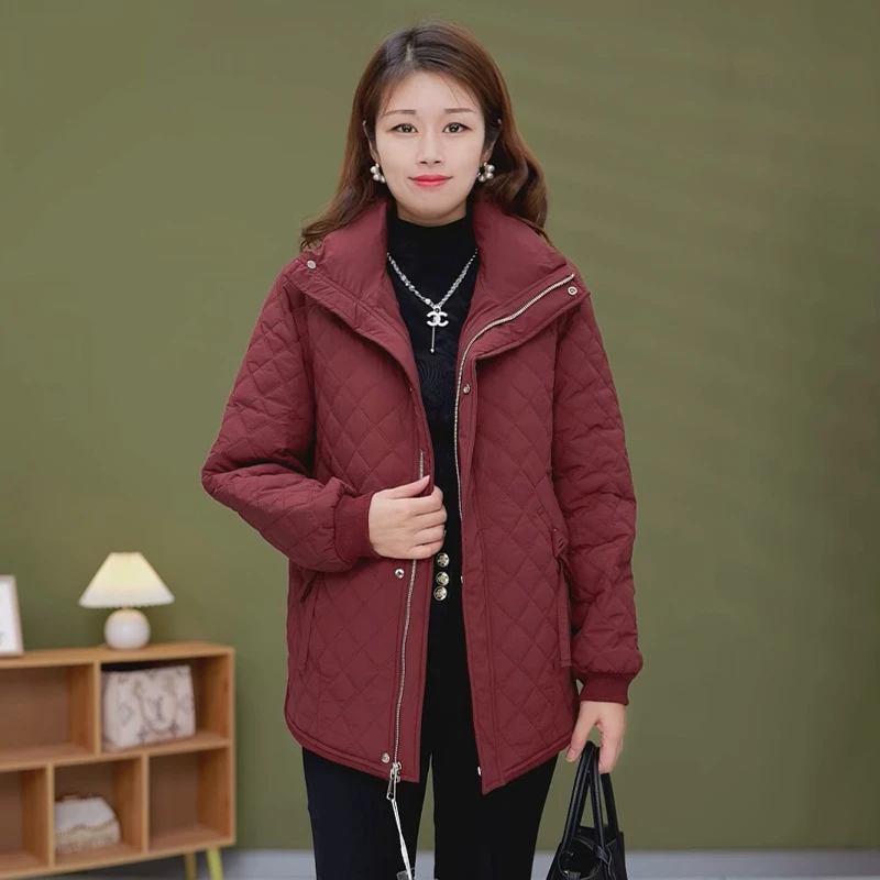 W110新品时尚长袖翻领轻薄休闲短款外套百搭时尚显瘦时髦妈妈装