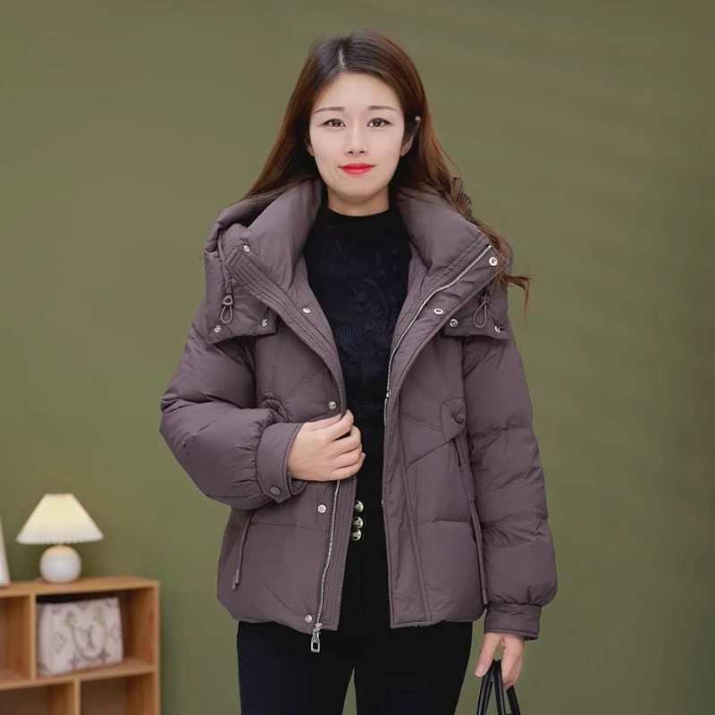 Y001新款加厚洋白鸭绒羽绒服外套高档减龄显瘦中年大码长袖女款