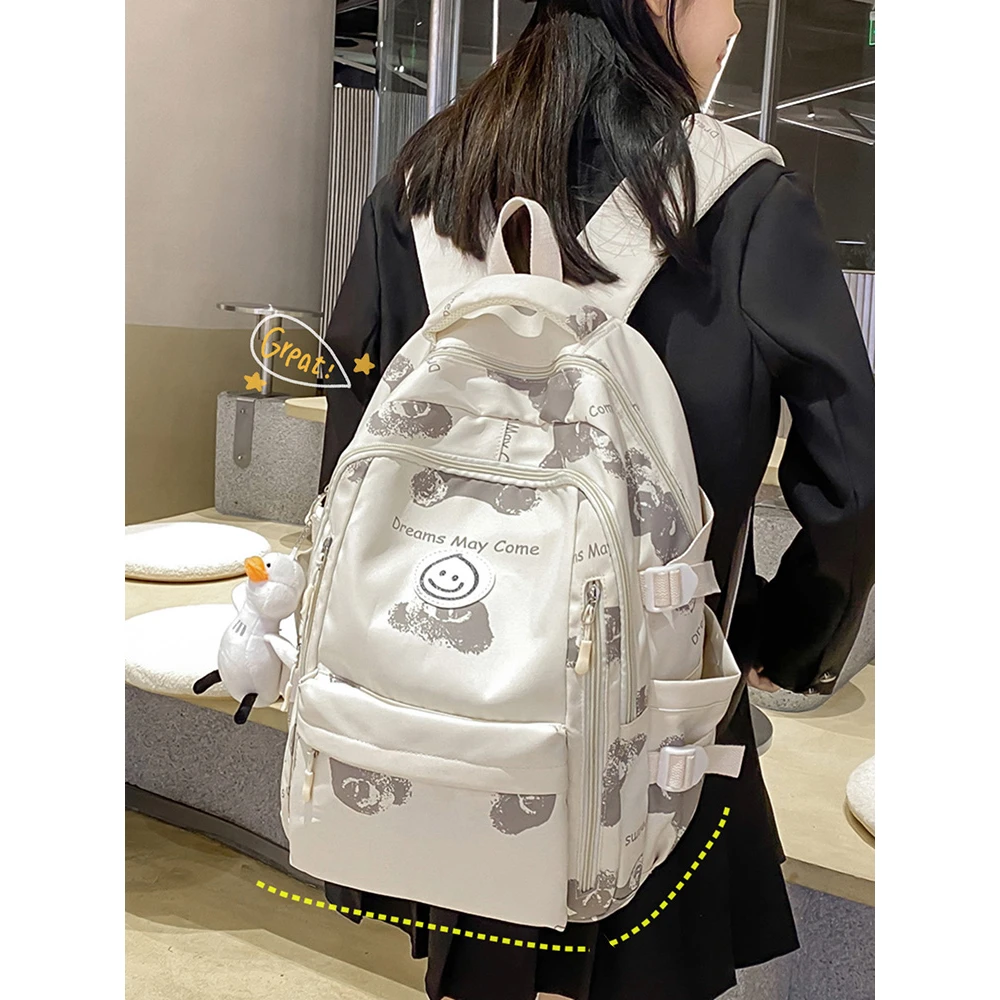 ilvr 专柜书包女新款初中生高中学生大容量轻便背包ins简约双肩包