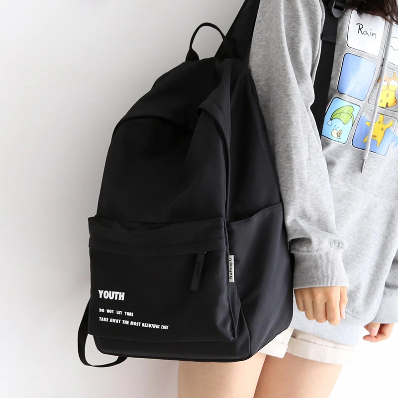 2024新款简约大容量背包男双肩包黑色书包女大学生背包女双肩百搭