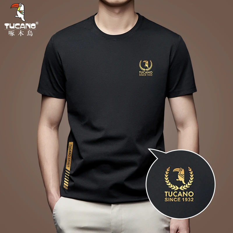 TUCANO/啄木鳥短袖t恤男士纯色圆领夏莫代尔休闲薄款宽松印花8056