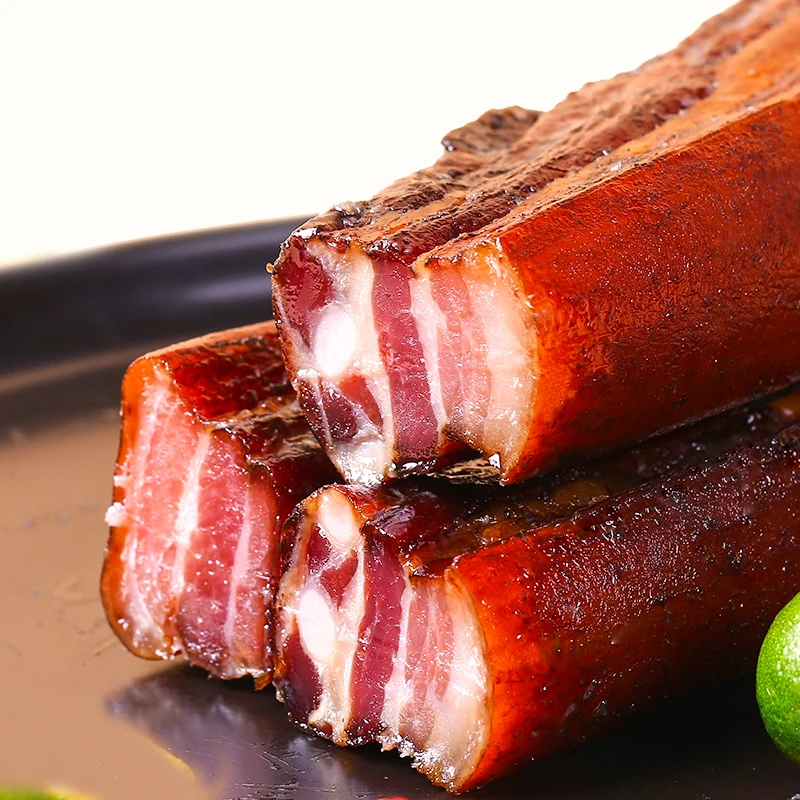 <农村牛丽>湖南特产柴火腊肉羊肚菌自制烟熏湘西土猪偏瘦老腊肉